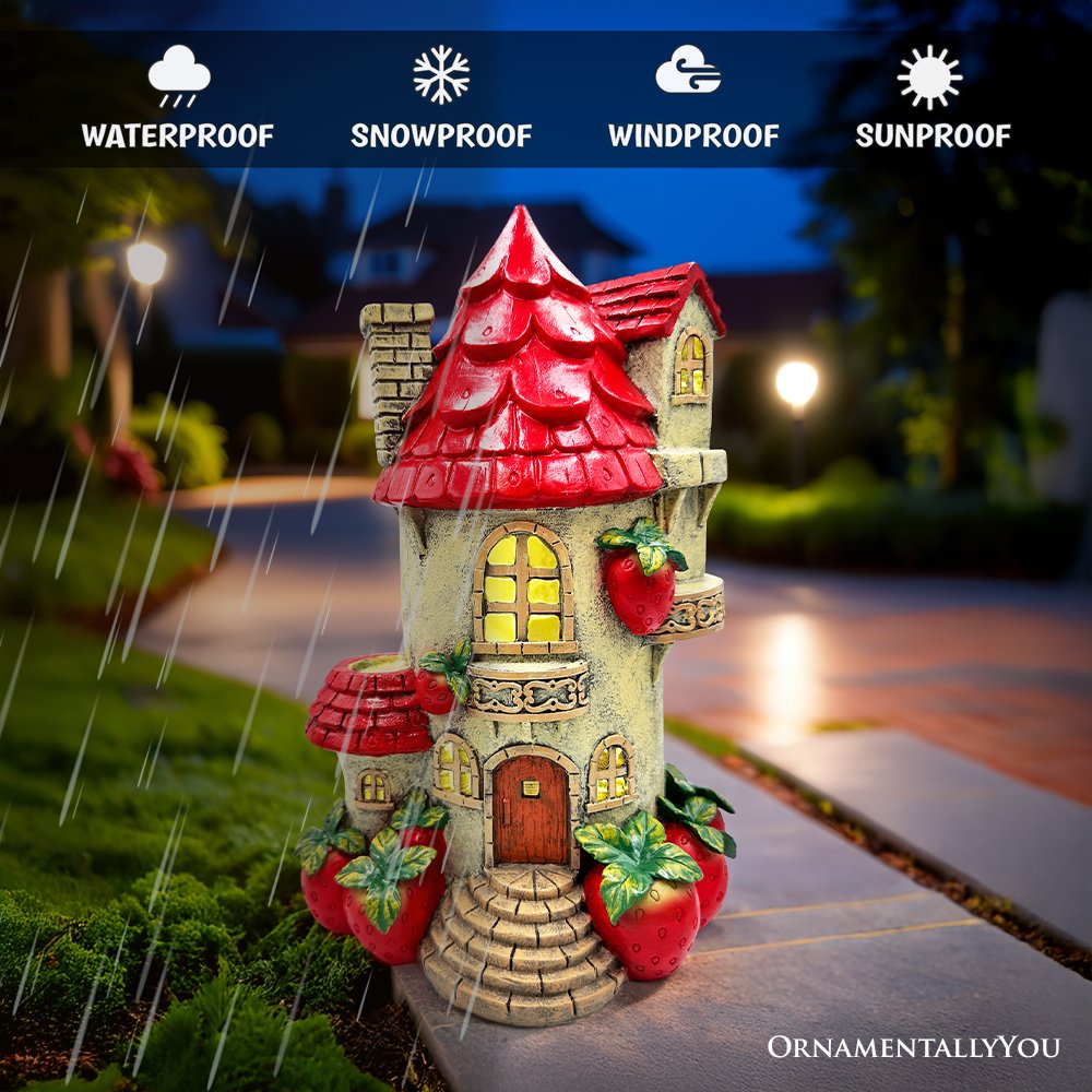 Solar Powered Strawberry Fairy Home Figurine