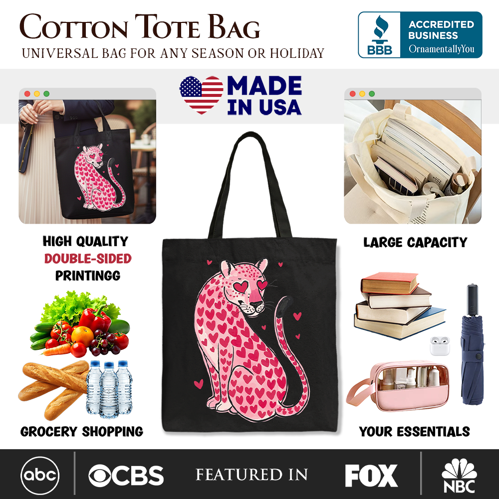 Leopard Valentine Canvas Tote Bag