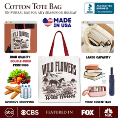 Wild Flowers And Horses Tote Bag