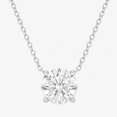 0.50 And 1 Carat Round Lab Grown Solitaire Diamond Pendant Necklace In Sterling Silver