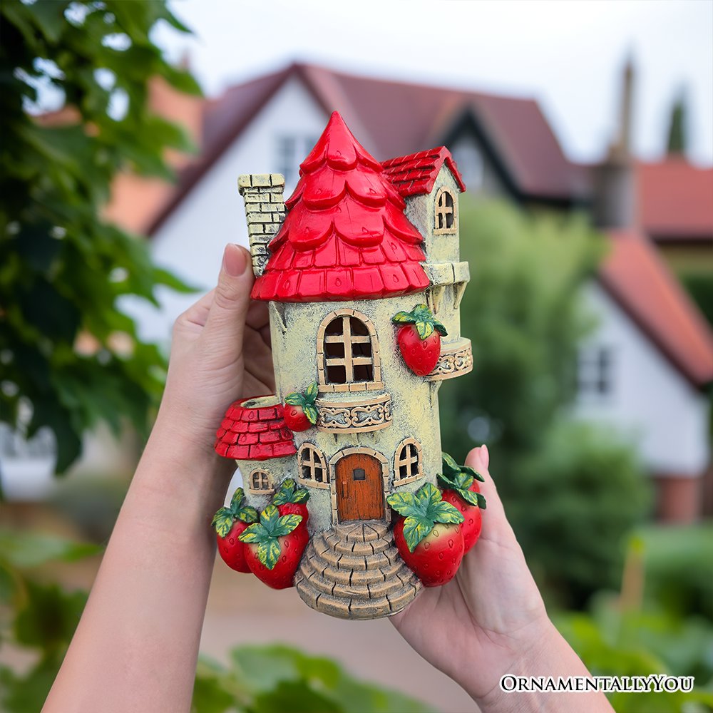 Solar Powered Strawberry Fairy Home Figurine