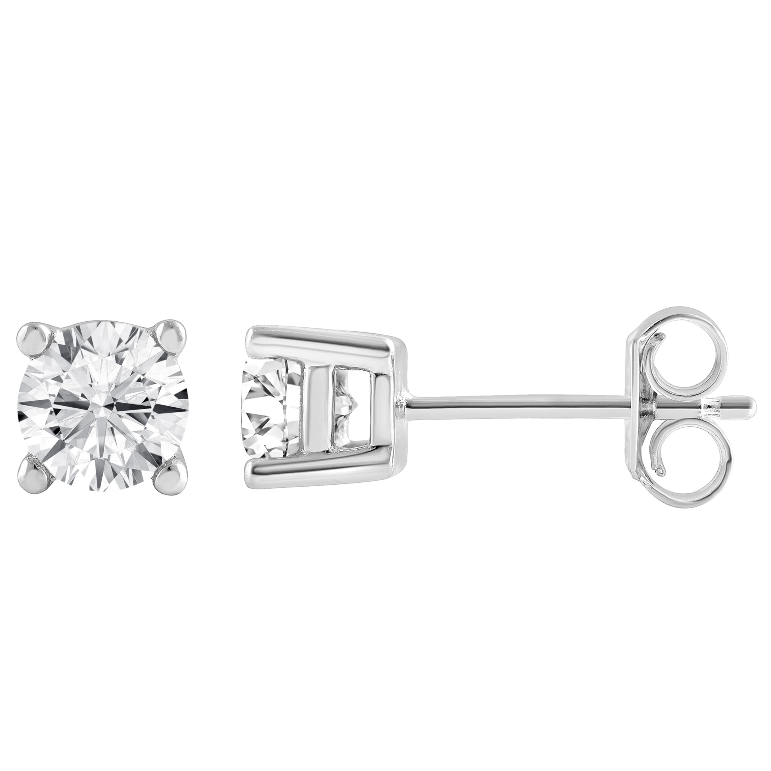1 Carat Lab Grown Sterling Silver And Yellow Gold Plated Silver Diamond Stud Earrings