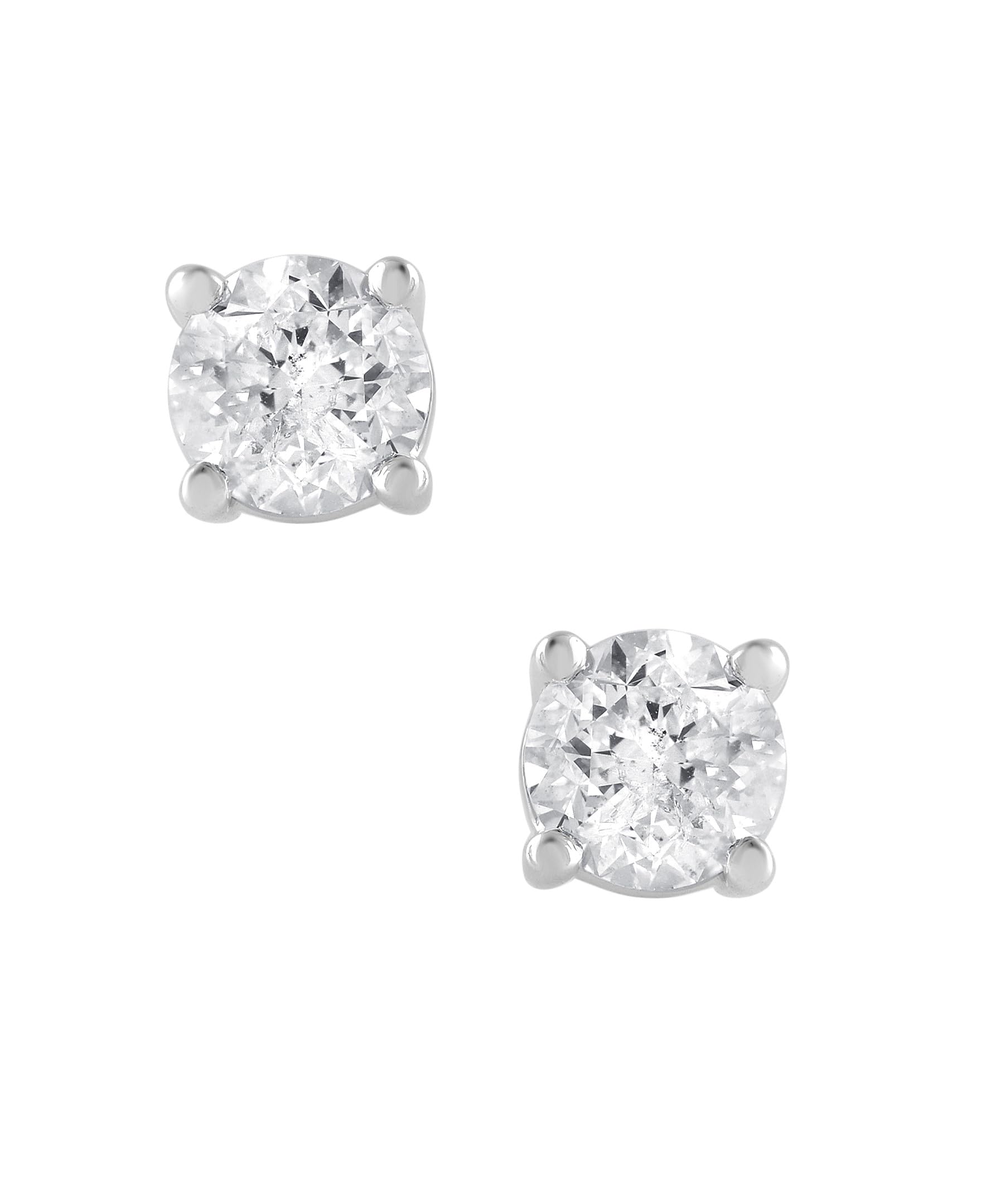 1 Carat Lab Grown Sterling Silver And Yellow Gold Plated Silver Diamond Stud Earrings