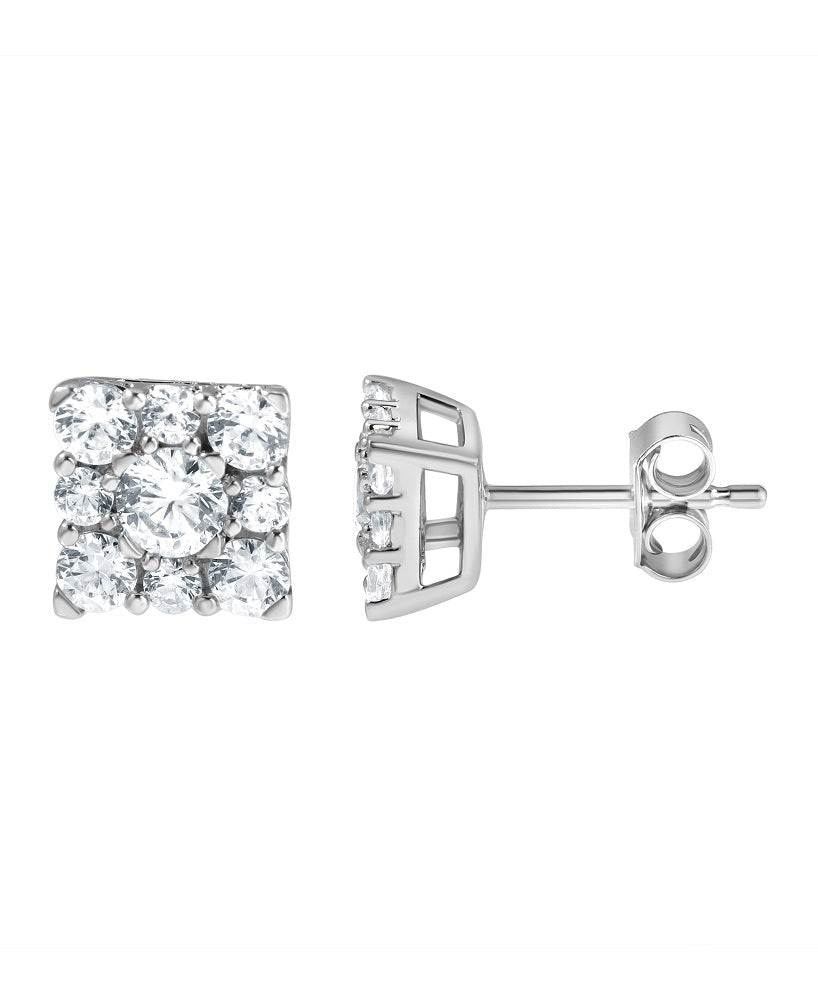 1 Carat Lab Grown Round Diamond Stud Earrings In Sterling Silver