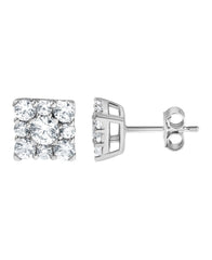 1 Carat Lab Grown Round Diamond Stud Earrings In Sterling Silver