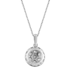 0.25 Carat Lab Grown Round Cluster Diamond Pendant Necklace In Sterling Silver