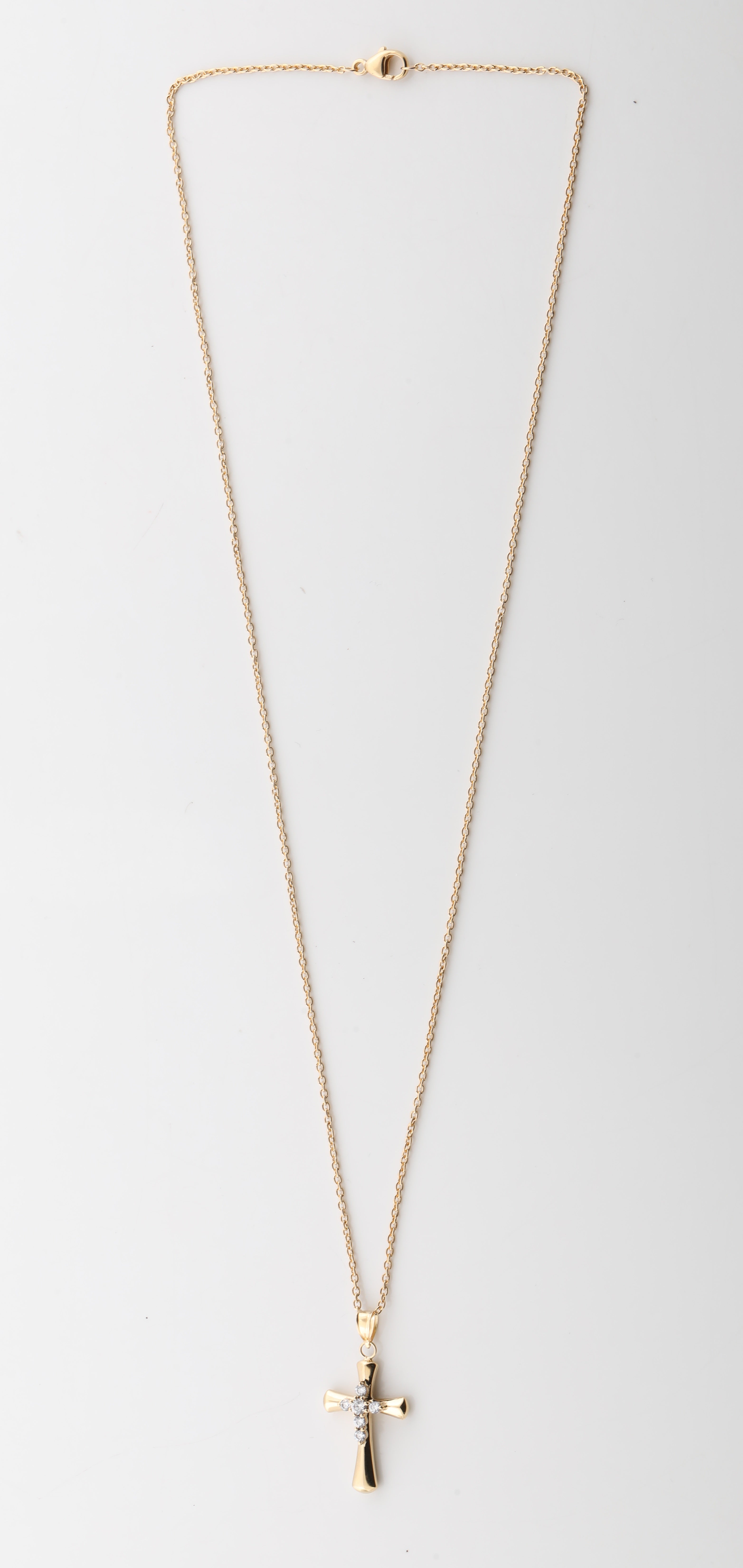 0.25 Carat Lab Grown Diamond Cross Pendant Necklace In Yellow Gold Plated Silver