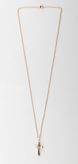 0.25 Carat Lab Grown Diamond Cross Pendant Necklace In Yellow Gold Plated Silver