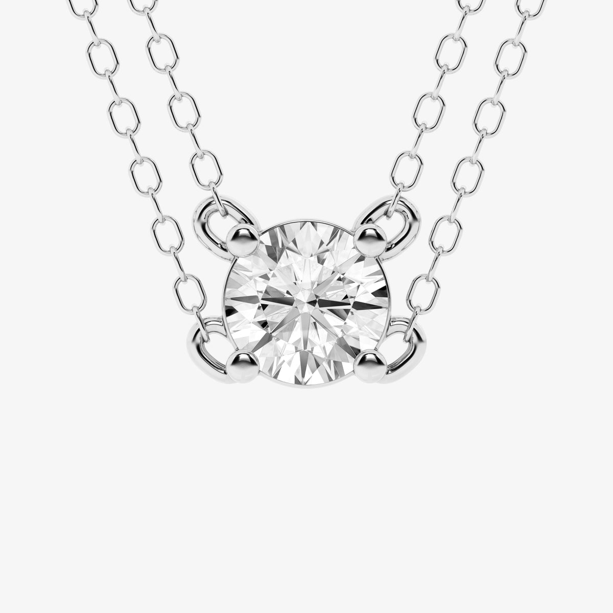 0.60 Carat Lab Grown Round Solitaire Diamond Necklace In Sterling Silver