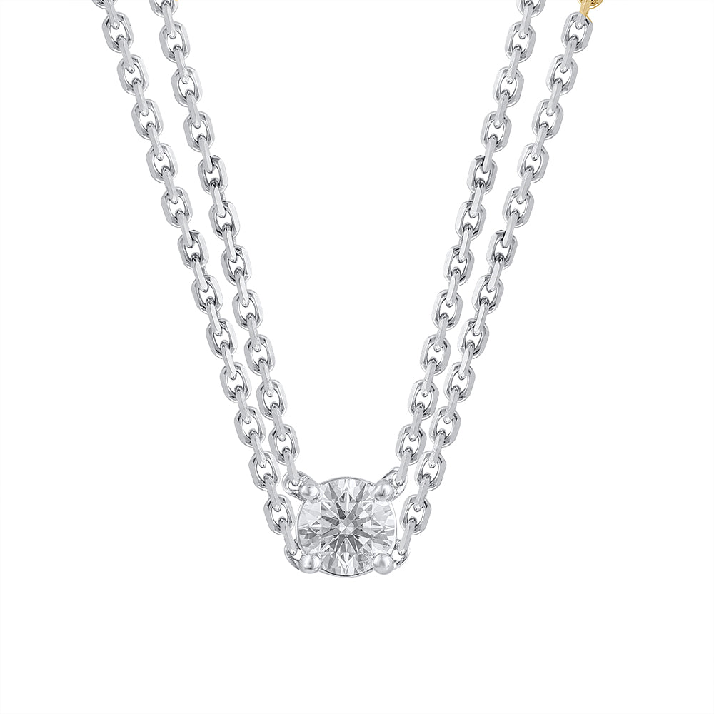 0.60 Carat Lab Grown Round Solitaire Diamond Necklace In Sterling Silver