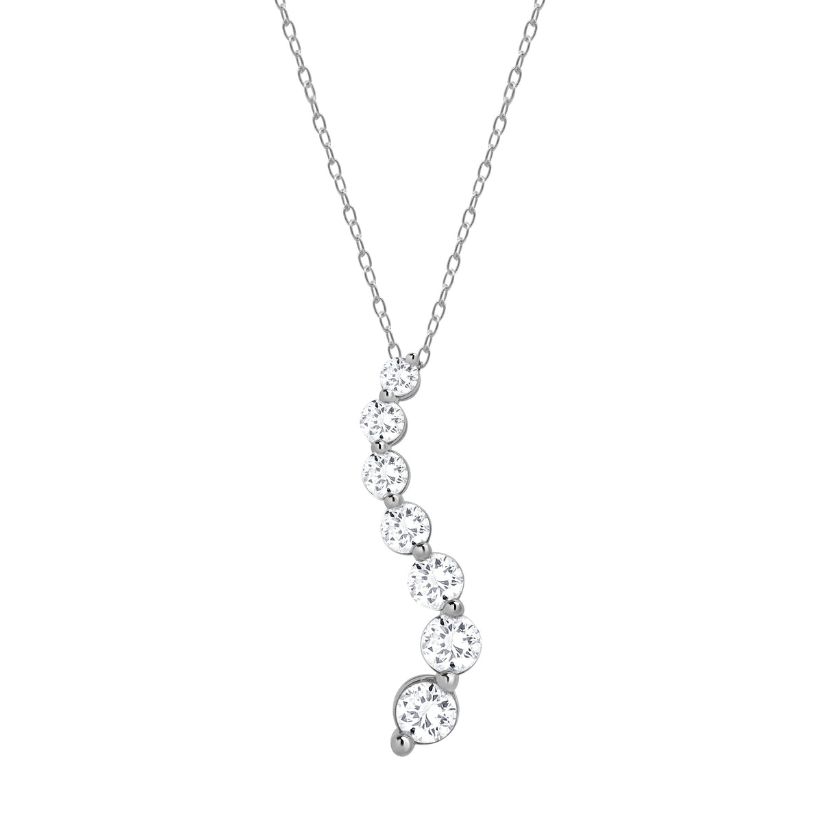 1 Carat Lab Grown Graduating Diamond Necklace In Sterling Silver