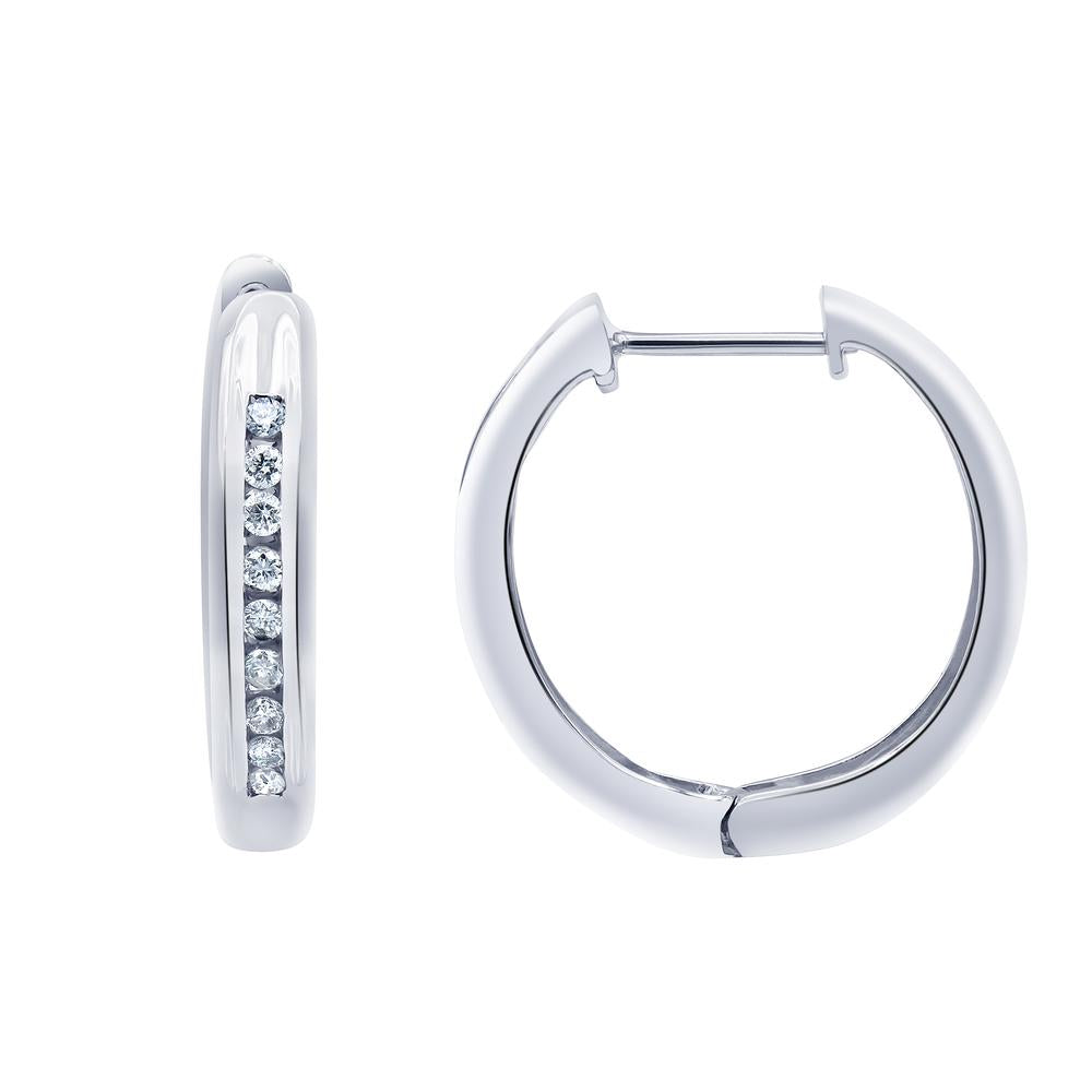 0.25 Carat Single Row Lab Grown Diamond Hoop Earrings in Sterling Silver
