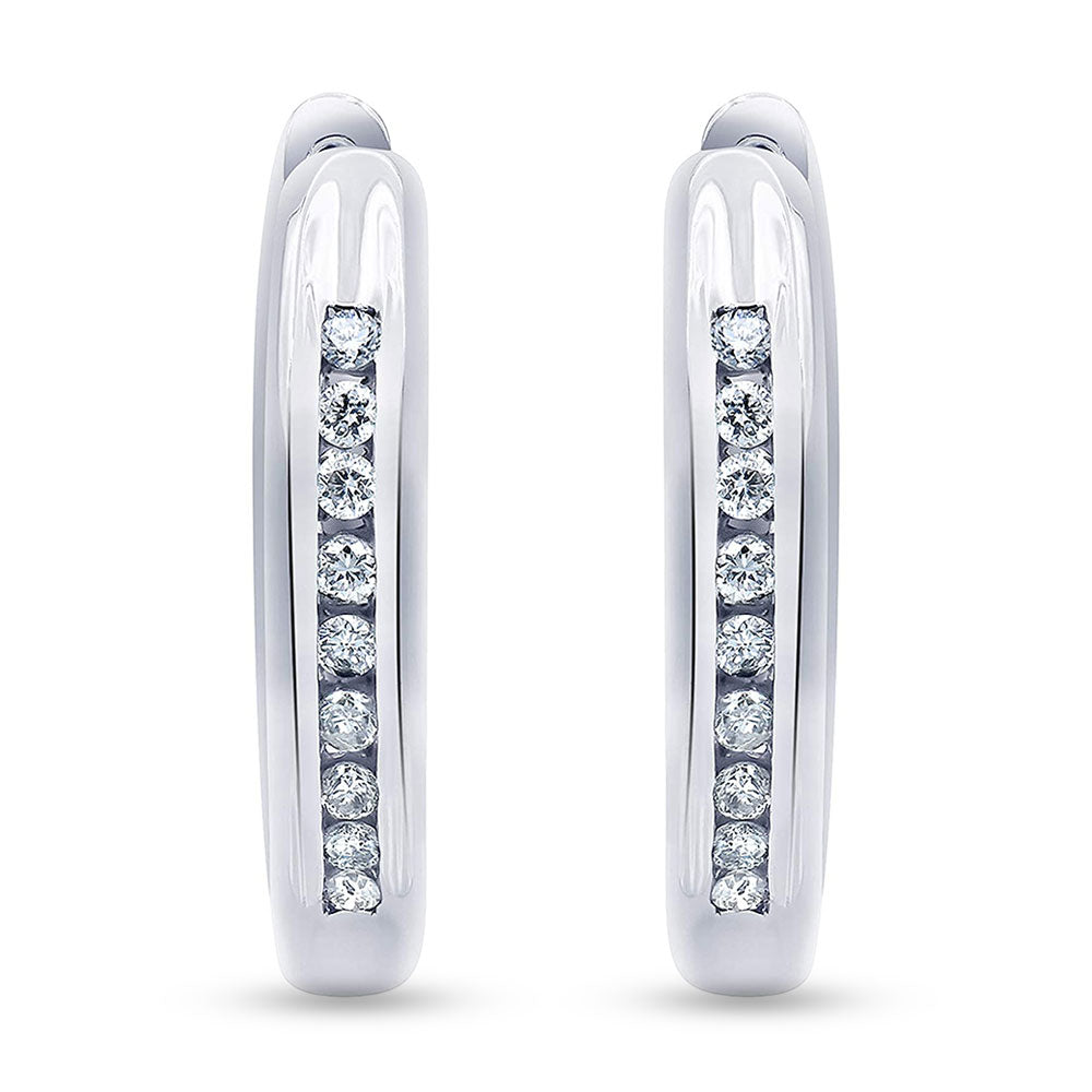 0.25 Carat Single Row Lab Grown Diamond Hoop Earrings in Sterling Silver