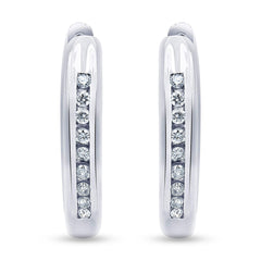 0.25 Carat Single Row Lab Grown Diamond Hoop Earrings in Sterling Silver