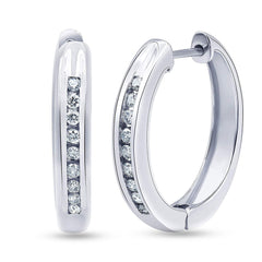 0.25 Carat Single Row Lab Grown Diamond Hoop Earrings in Sterling Silver