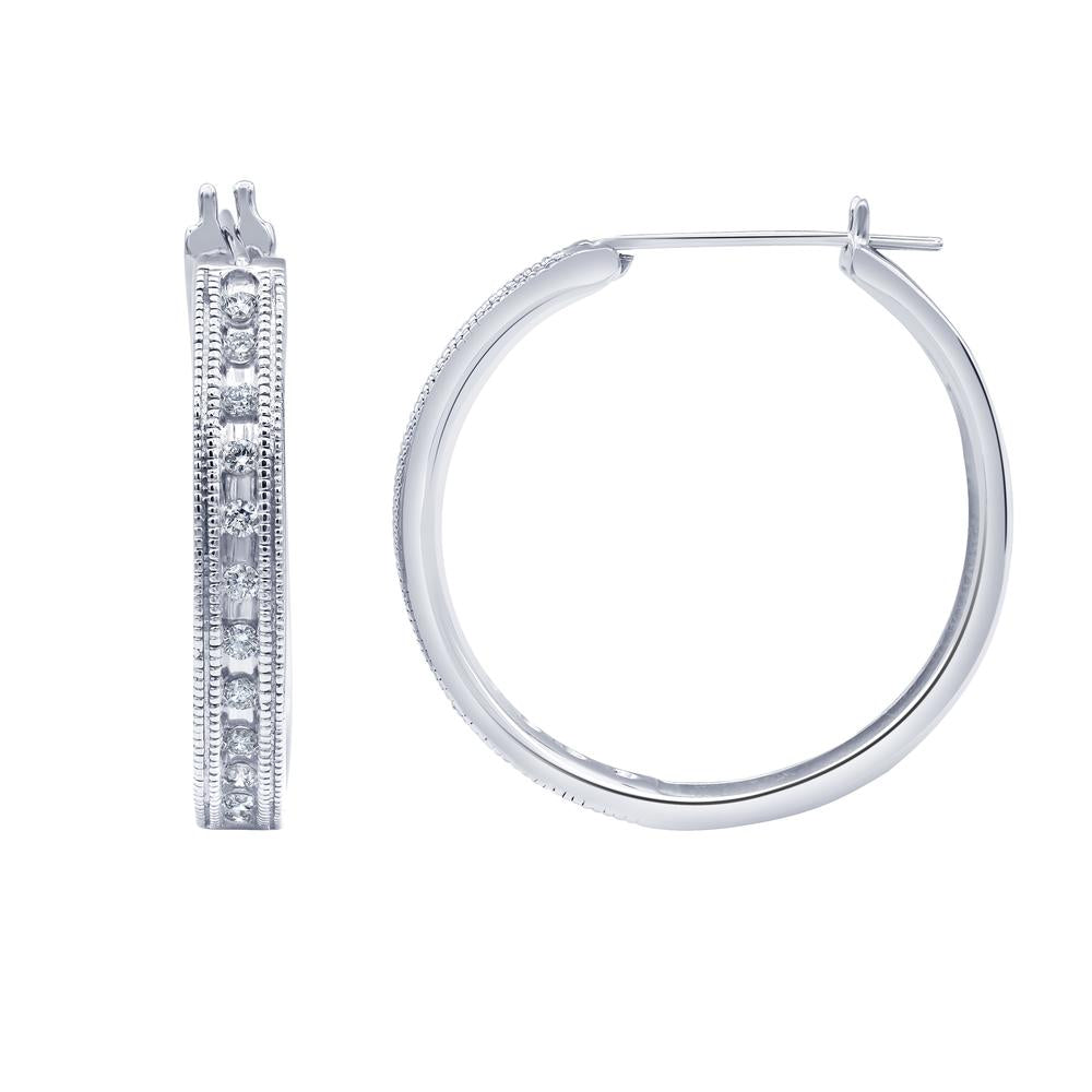 0.50 Carat Sterling Silver Lab Grown Single Row Diamond Hoop Earrings