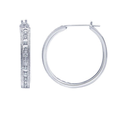 0.50 Carat Sterling Silver Lab Grown Single Row Diamond Hoop Earrings