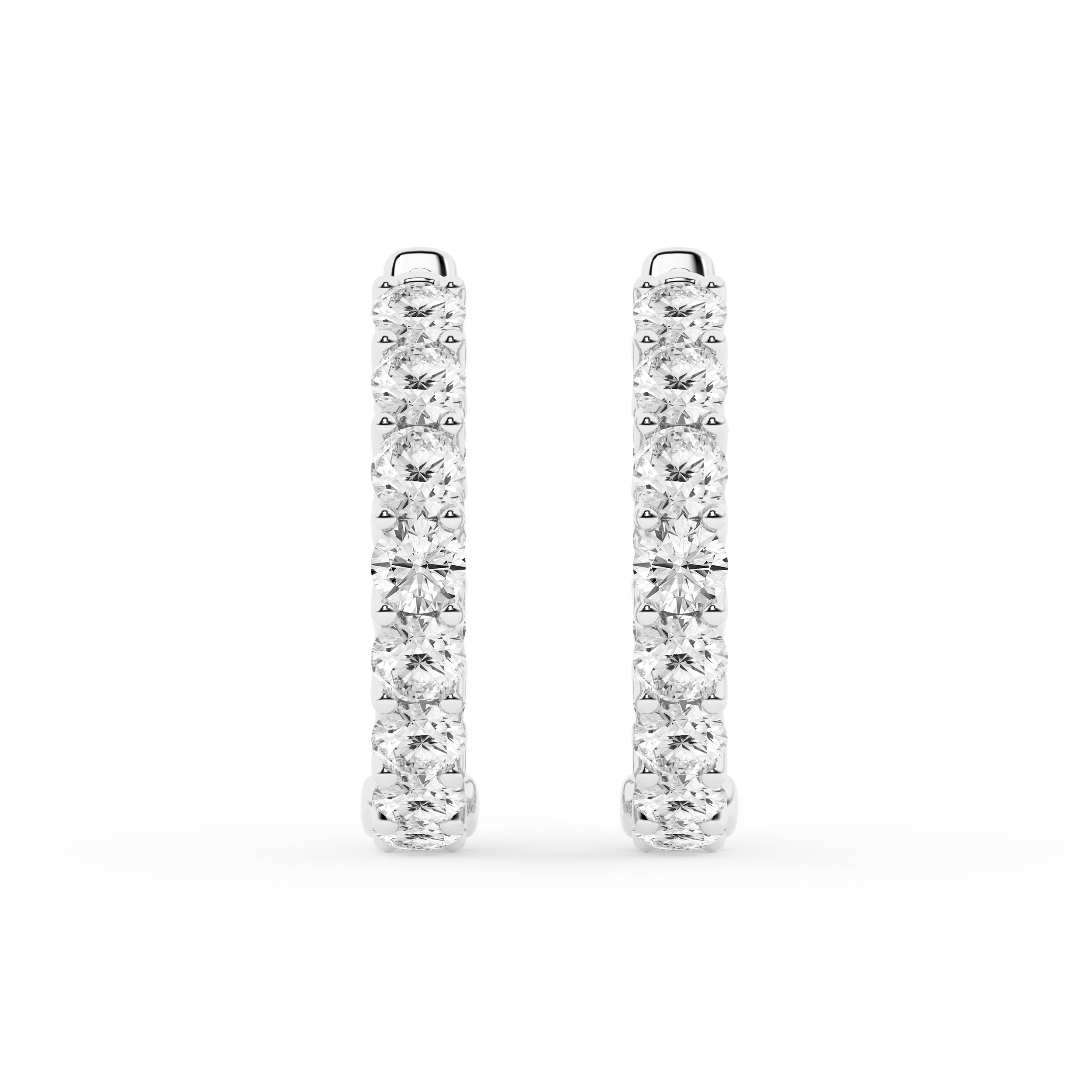 2 Carat Lab Grown Round Inside Out Diamond Hoop Earrings In Sterling Silver