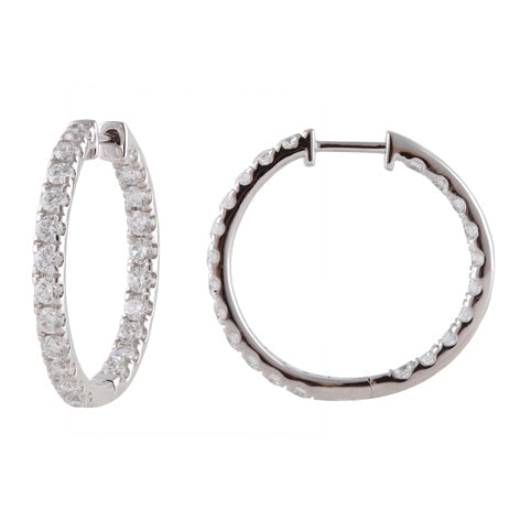 2 Carat Lab Grown Inside Out Diamond Hoop Earrings In Sterling Silver