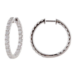 2 Carat Lab Grown Inside Out Diamond Hoop Earrings In Sterling Silver