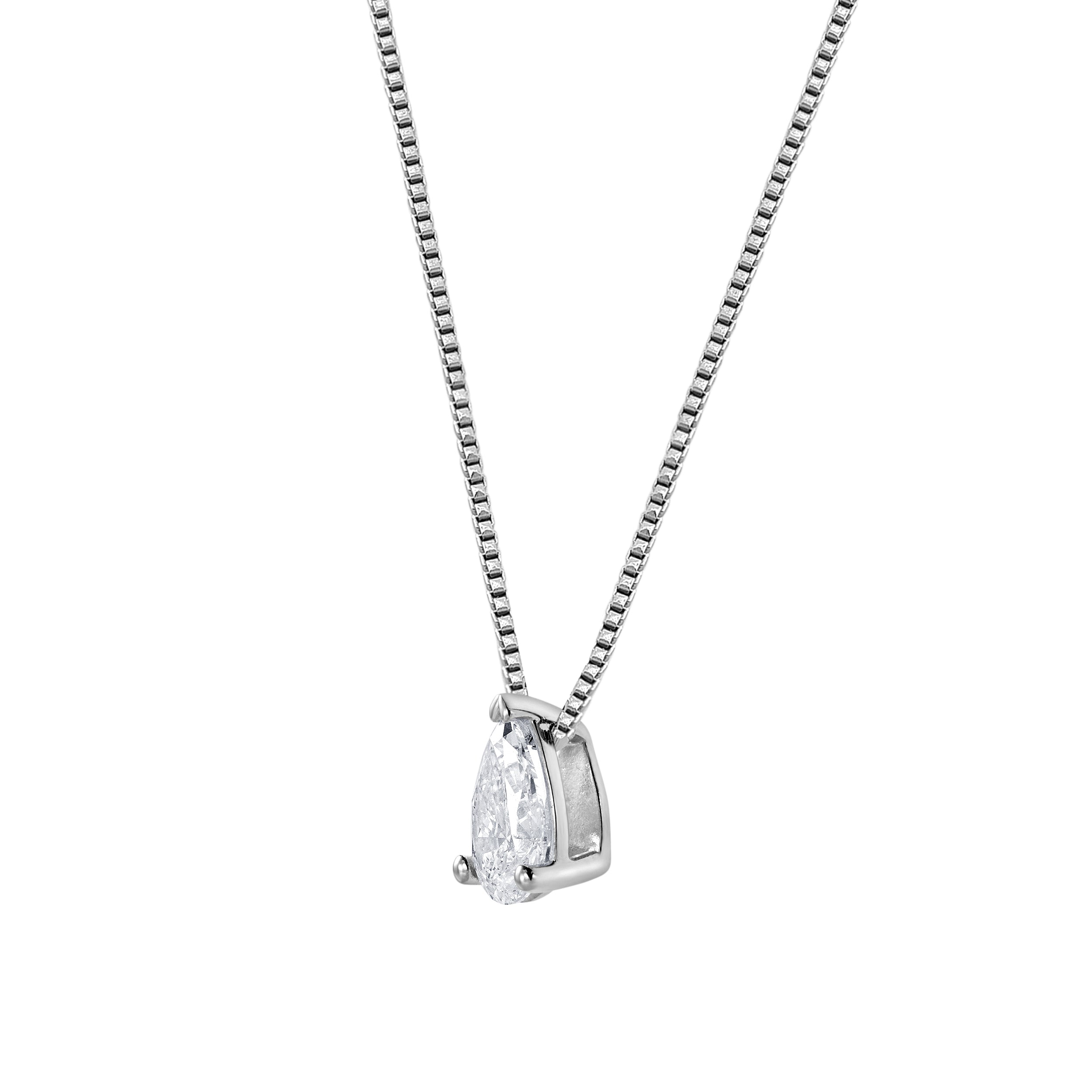0.50 Carat Lab Grown Pear Solitaire Diamond Necklace