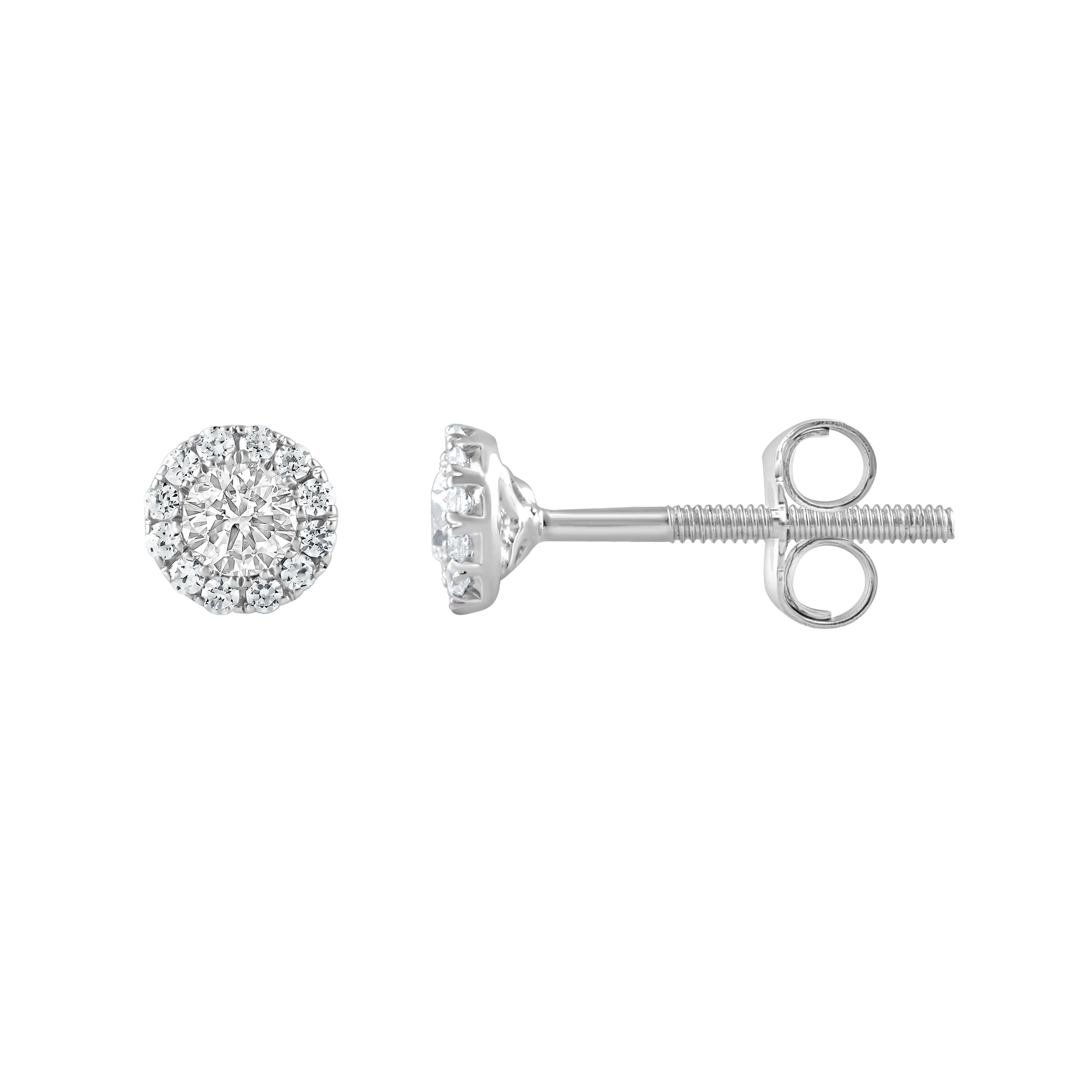 0.50 Carat Lab Grown Sterling Silver Diamond Halo Necklace And Earrings Set