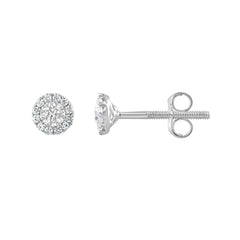 0.50 Carat Lab Grown Sterling Silver Diamond Halo Necklace And Earrings Set