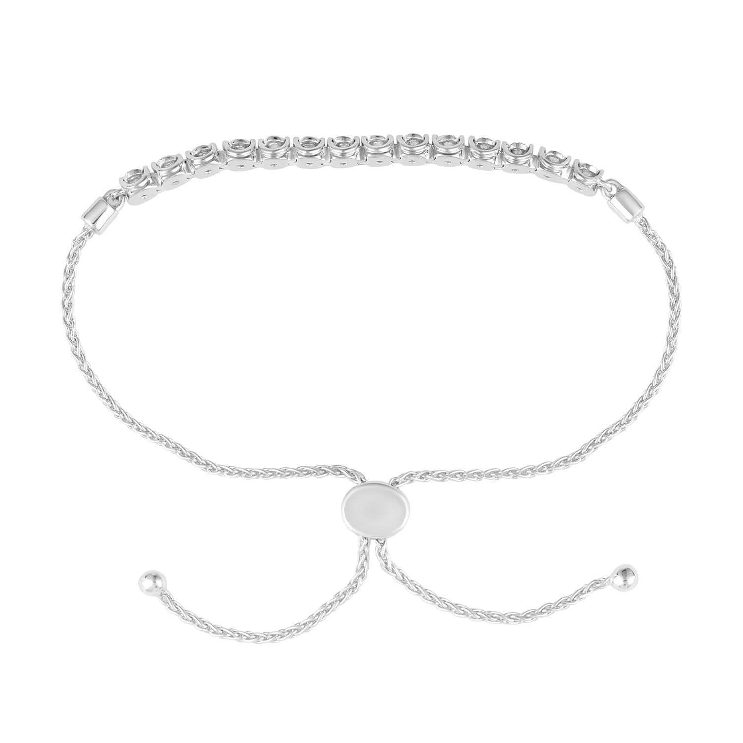 0.25 Carat Sterling Silver Lab Grown Diamond Bolo Bracelet