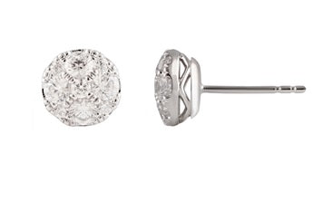 1 Carat Round Cut Lab Grown Diamond Cluster Stud Earrings In Sterling Silver
