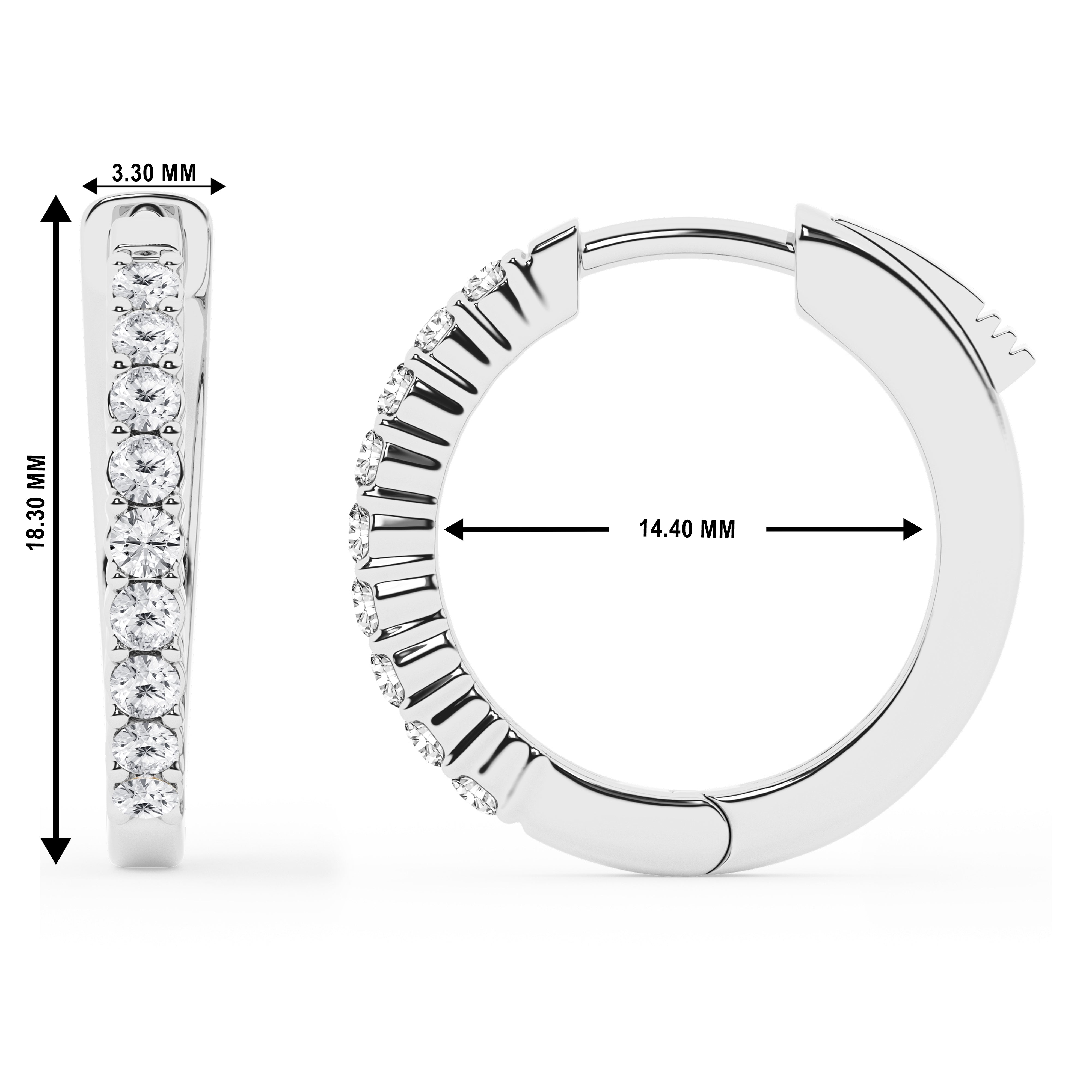 0.50 To 2 Carat Round Lab Grown Diamond Single Row Hoop Earrings In Sterling Silver