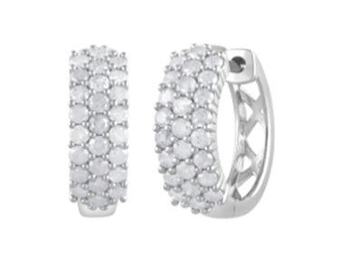 0.50 Carat Lab Grown Cluster Diamond Hinged Hoop Earrings