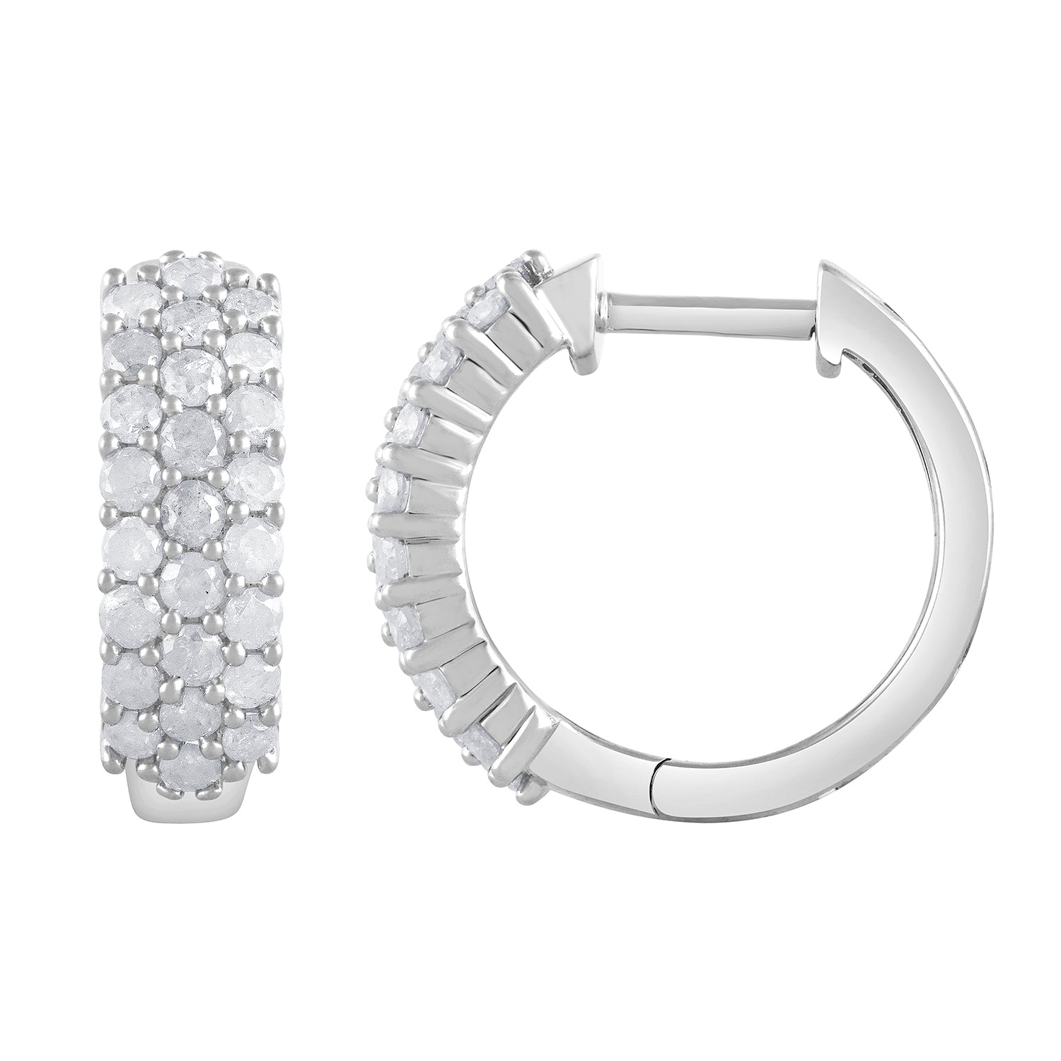 0.50 Carat Lab Grown Cluster Diamond Hinged Hoop Earrings