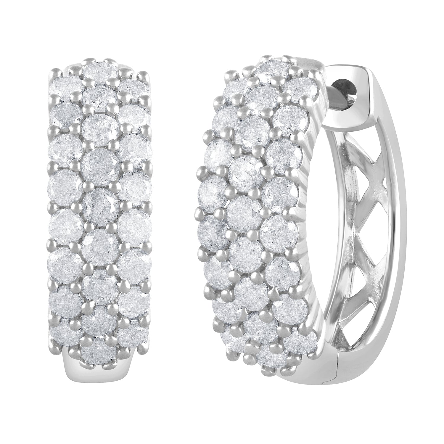 0.50 Carat Lab Grown Cluster Diamond Hinged Hoop Earrings