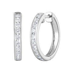 0.50 Carat Lab Grown Single Row Diamond Sterling Silver Hoop Earrings