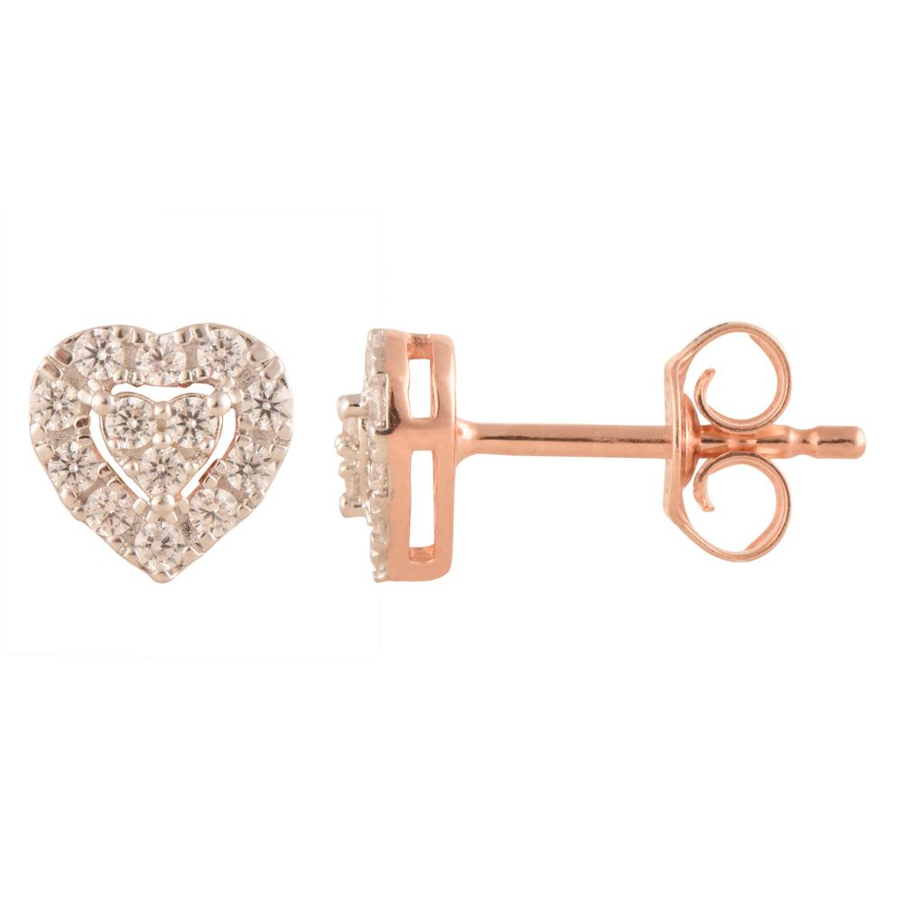 0.25 Carat Lab Grown Halo Diamond Heart Stud Earrings