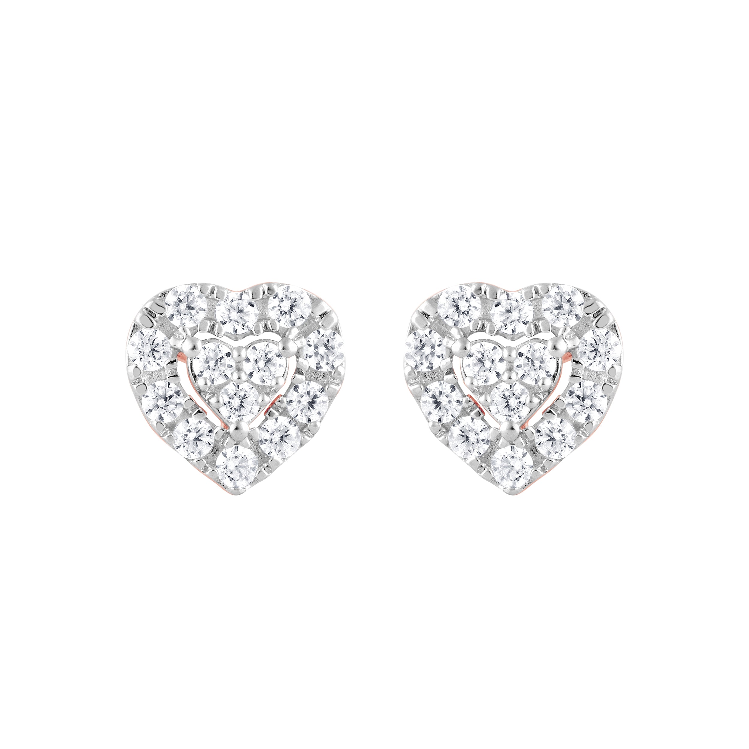 0.25 Carat Lab Grown Halo Diamond Heart Stud Earrings