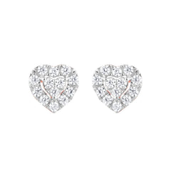 0.25 Carat Lab Grown Halo Diamond Heart Stud Earrings