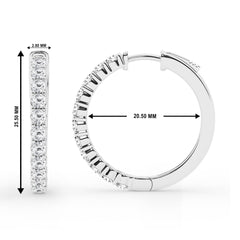 0.50 To 2 Carat Round Lab Grown Diamond Single Row Hoop Earrings In Sterling Silver