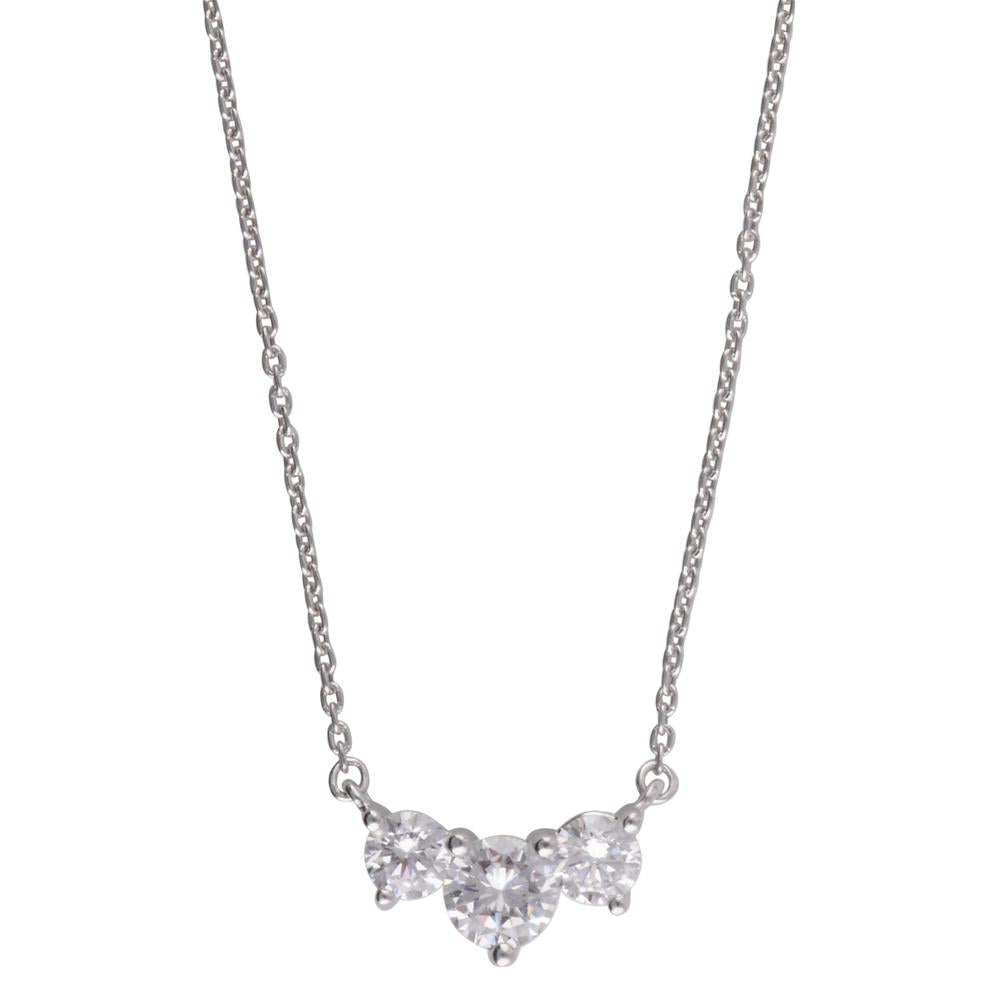 1 Carat Lab Grown Diamond 3 Stone Pendant Necklace In Sterling Silver