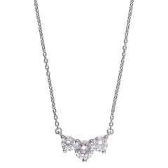 1 Carat Lab Grown Diamond 3 Stone Pendant Necklace In Sterling Silver