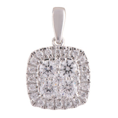 0.50 Carat Lab Grown Round Halo Diamond Pendant Necklace In Sterling Silver