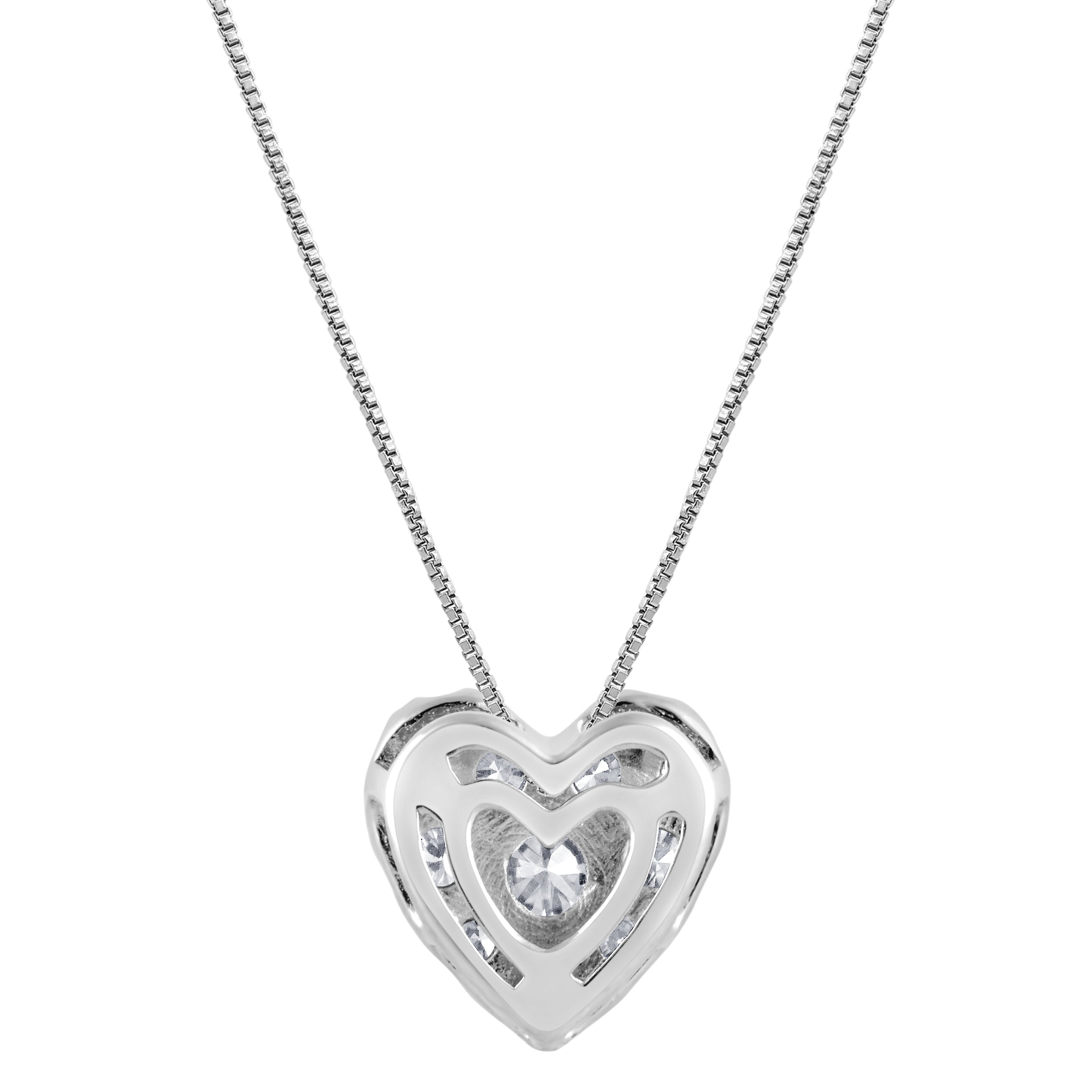 0.50 Carat Lab Grown Diamond Heart Pendant Necklace In Sterling Silver