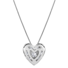 0.50 Carat Lab Grown Diamond Heart Pendant Necklace In Sterling Silver