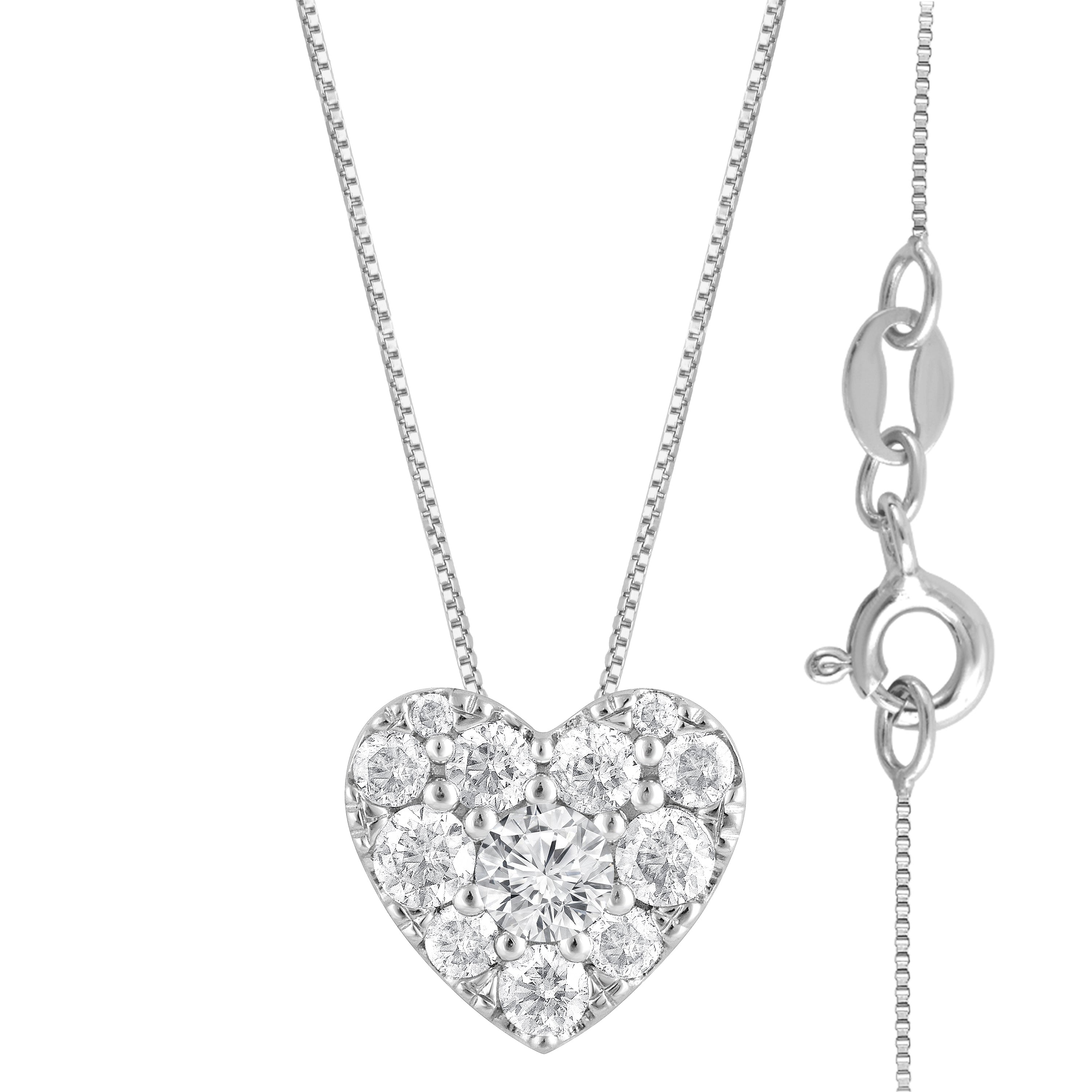0.50 Carat Lab Grown Diamond Heart Pendant Necklace In Sterling Silver
