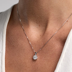 0.50 Carat Lab Grown Round Cluster Diamond Pendant Sterling Silver Necklace