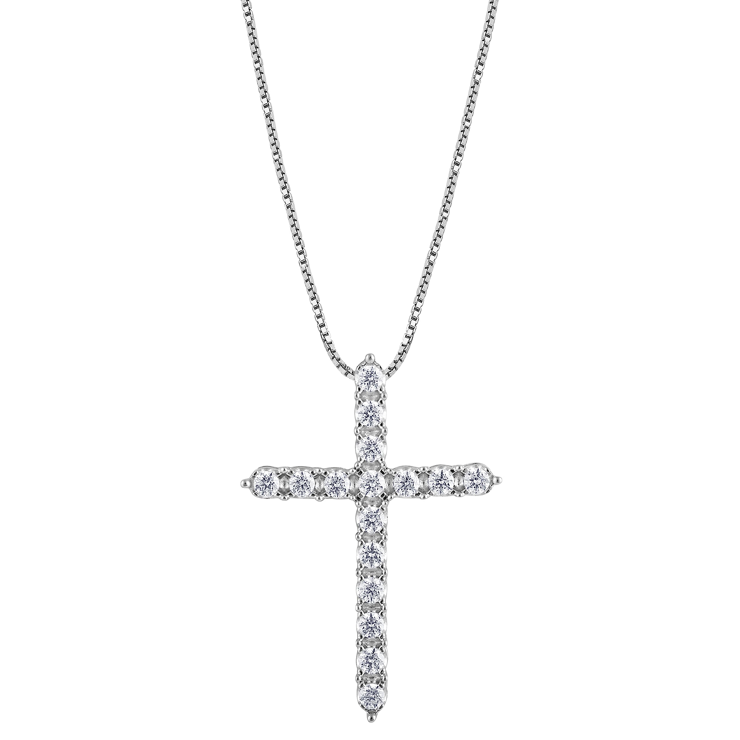 0.50 Carat Sterling Silver Lab Grown Diamond Cross Pendant Necklace
