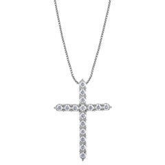 0.50 Carat Sterling Silver Lab Grown Diamond Cross Pendant Necklace