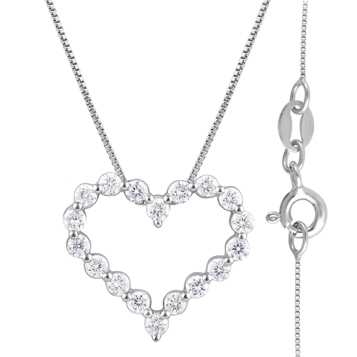 0.25 Carat Heart Lab Grown Diamond Pendant Necklace In Sterling Silver