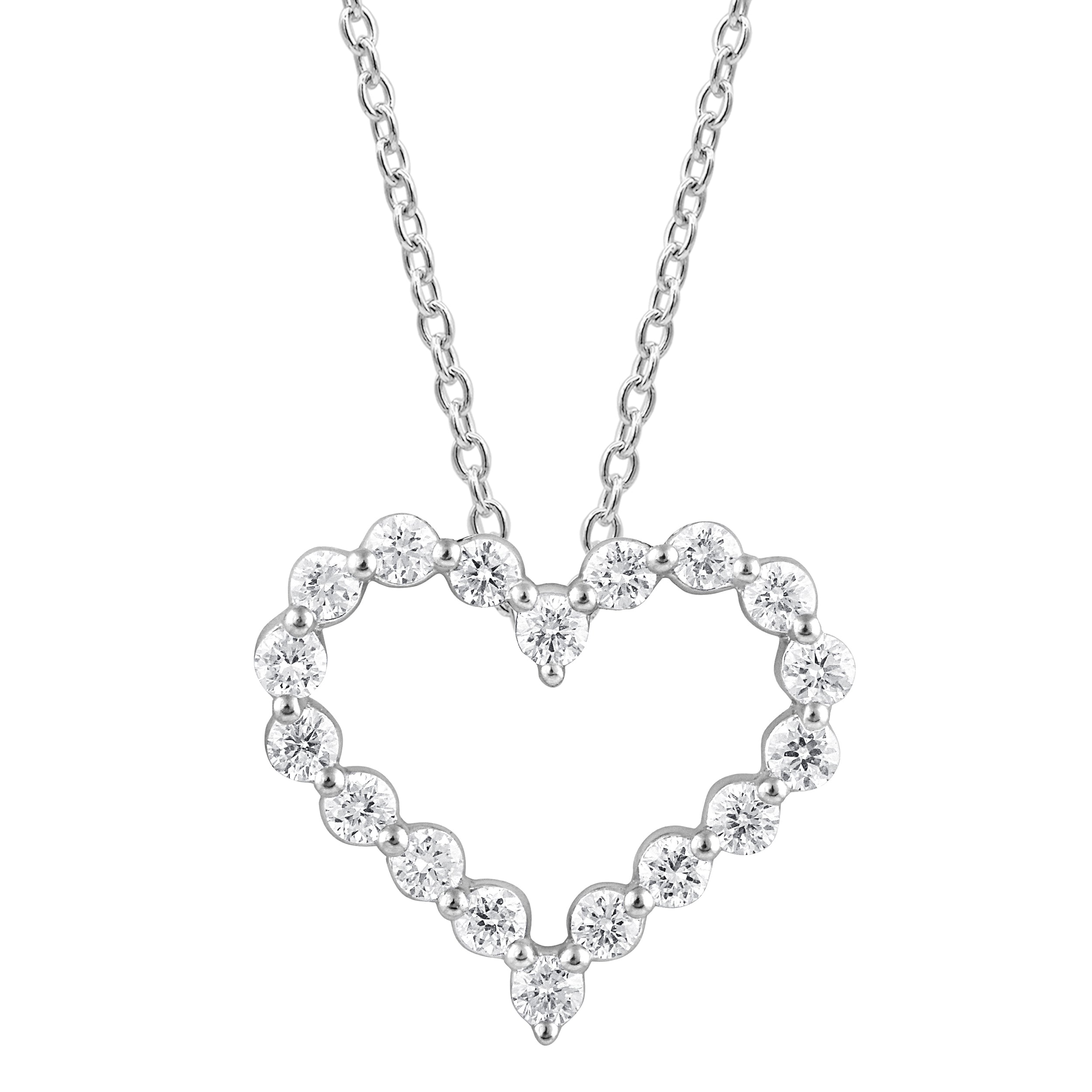 0.25 Carat Heart Lab Grown Diamond Pendant Necklace In Sterling Silver