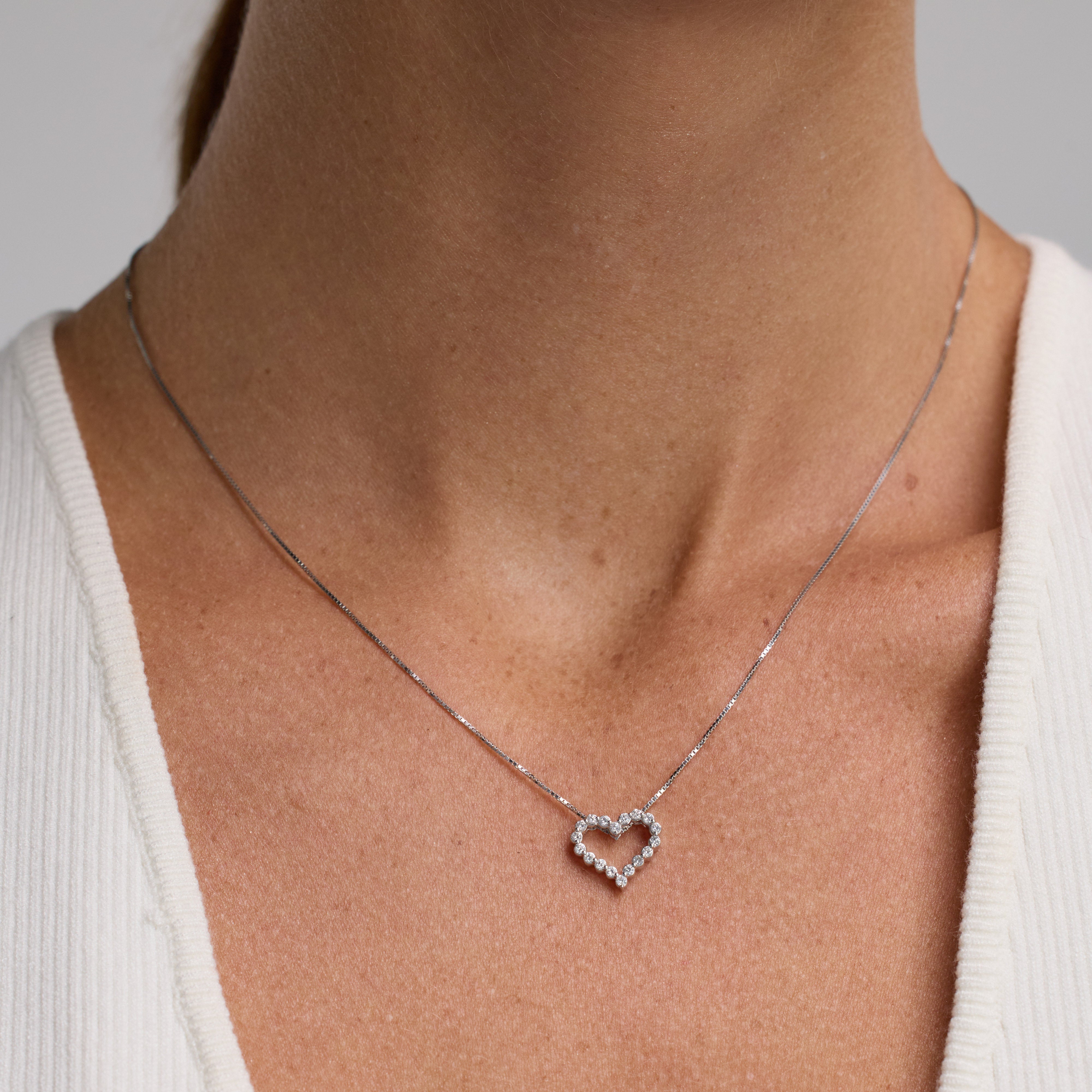 0.25 Carat Heart Lab Grown Diamond Pendant Necklace In Sterling Silver
